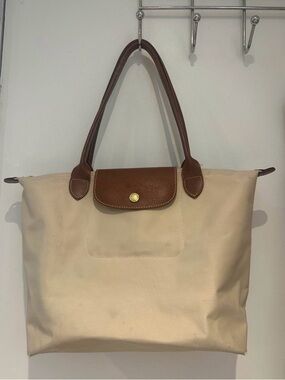 Longchamp Small Beige Tote with long handles